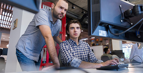 Team collaborating in the cloud