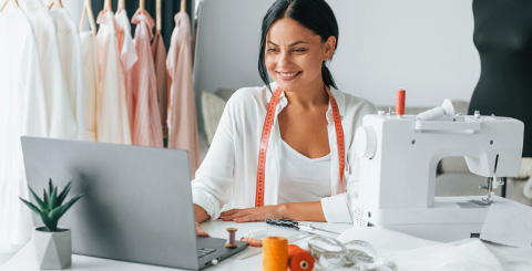 Small business owner working securely from a mobile device